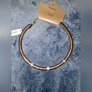 Natasha Gold Tone Necklace Sleek Modern Design